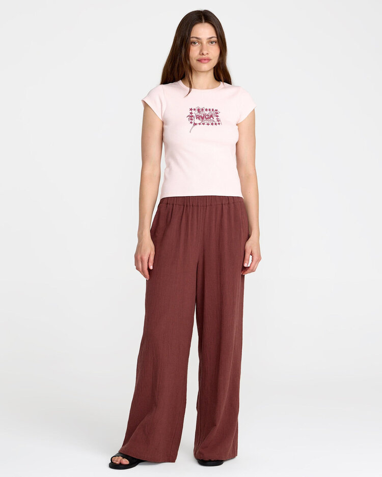 RVCA Rvca Ribbed Slim Tee (Womens) | Hazey Pink