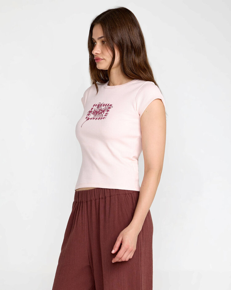 RVCA Rvca Ribbed Slim Tee (Womens) | Hazey Pink
