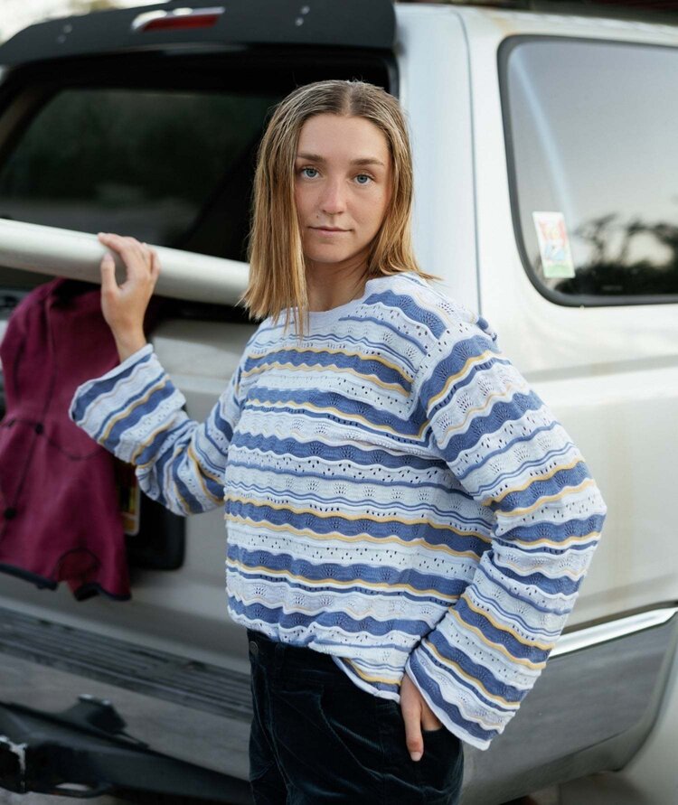Jetty Jetty Lockwood Pointelle Sweater (Womens) | Blue