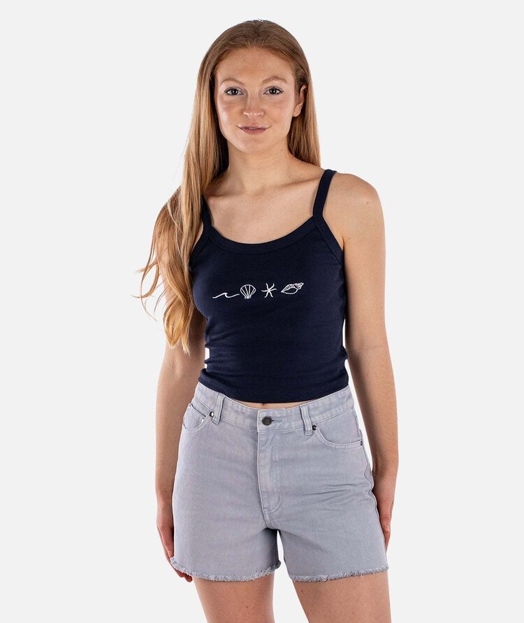 Jetty Jetty Coquille Crop Tank (Womens) | Navy