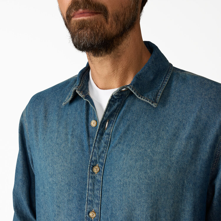 Dickies Dickies Lightweight Denim L/S Shirt (Mens) | Khaki Tinted Blue