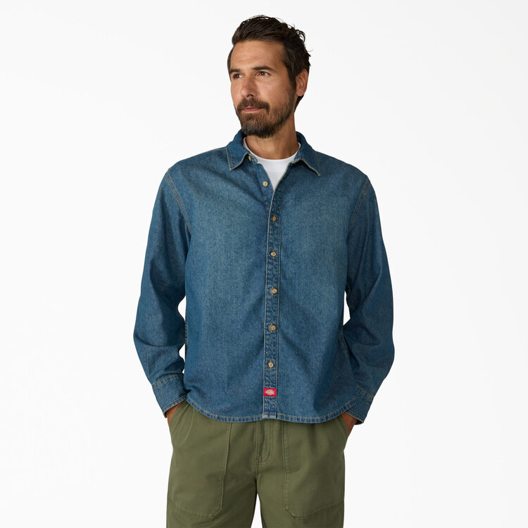 Dickies Dickies Lightweight Denim L/S Shirt (Mens) | Khaki Tinted Blue