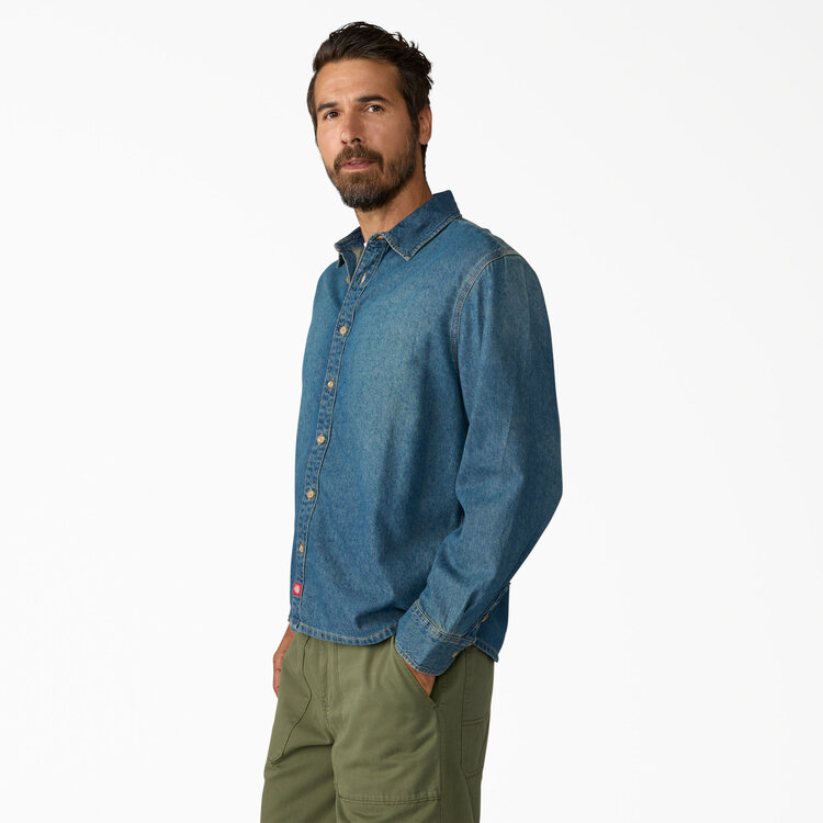Dickies Dickies Lightweight Denim L/S Shirt (Mens) | Khaki Tinted Blue