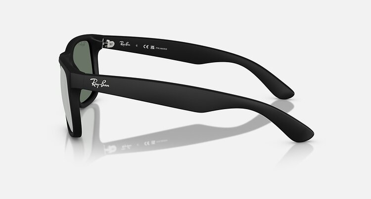 Ray Ban Ray Ban Justin Rubber Black | Green Mirror Silver Polarized