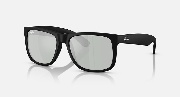 Ray Ban Ray Ban Justin Rubber Black | Green Mirror Silver Polarized