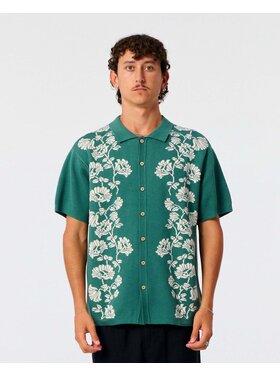 Critical Slide Society Critical Slide Peace Flower Knit Shirt (Mens) | Dusty Green