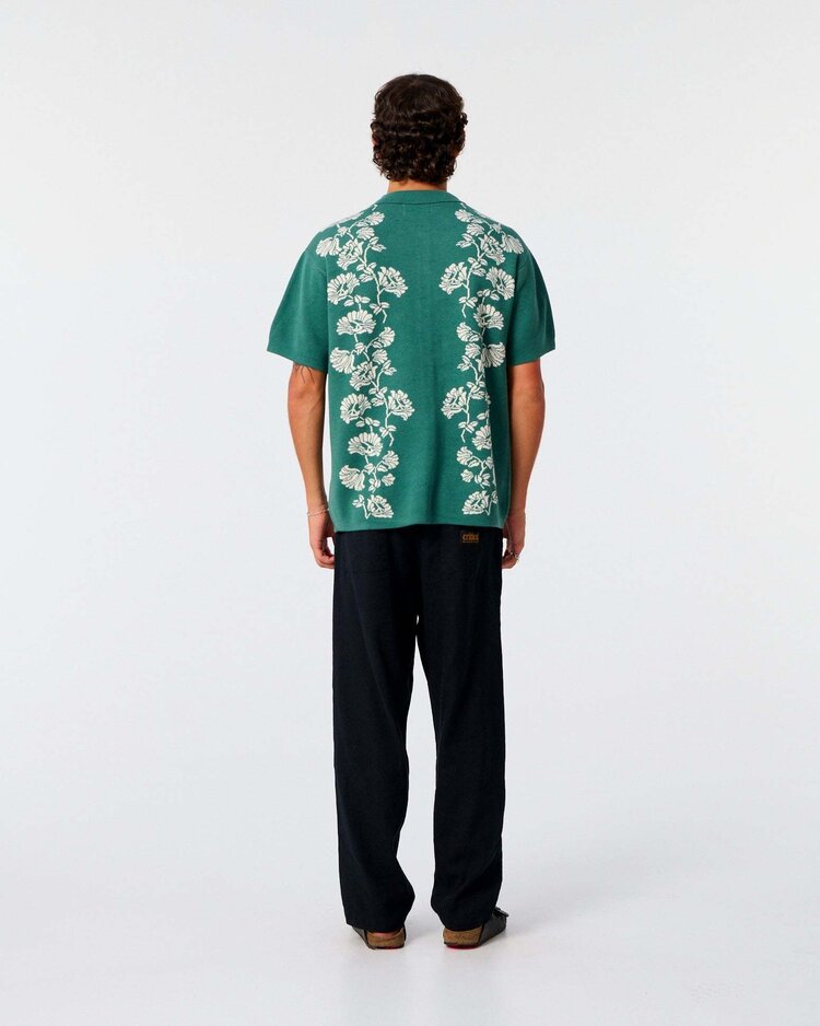 Critical Slide Society Critical Slide Peace Flower Knit Shirt (Mens) | Dusty Green