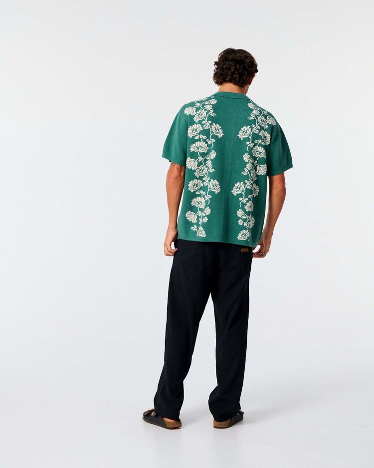 Critical Slide Society Critical Slide Peace Flower Knit Shirt (Mens) | Dusty Green