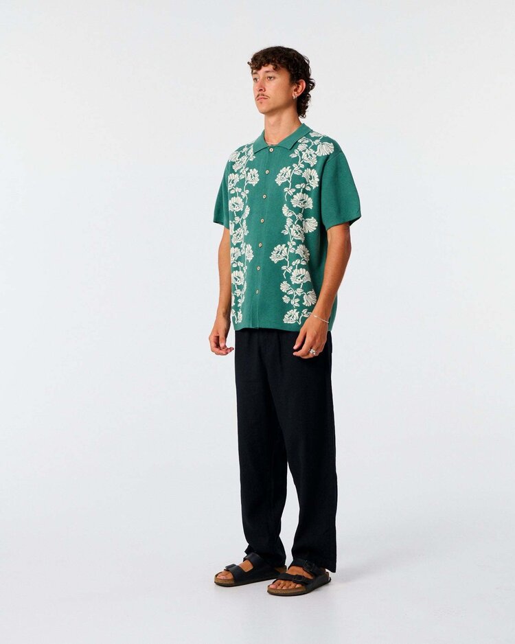 Critical Slide Society Critical Slide Peace Flower Knit Shirt (Mens) | Dusty Green