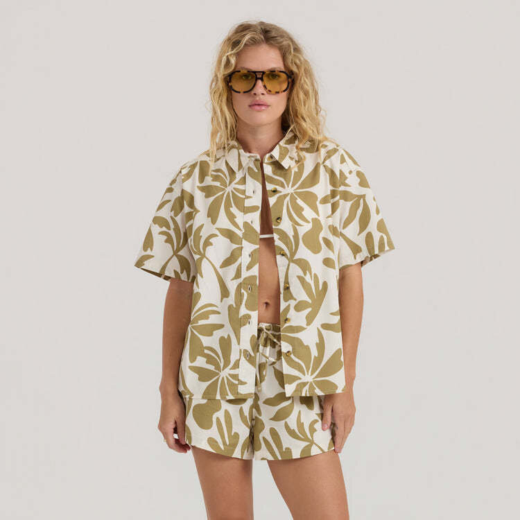 Roark Roark Costa Ss Woven (Womens) | Dusty Olive