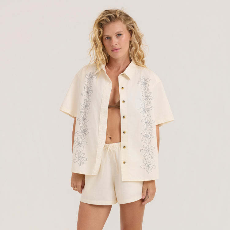 Roark Roark Costa Ss Woven (Womens) | Bone