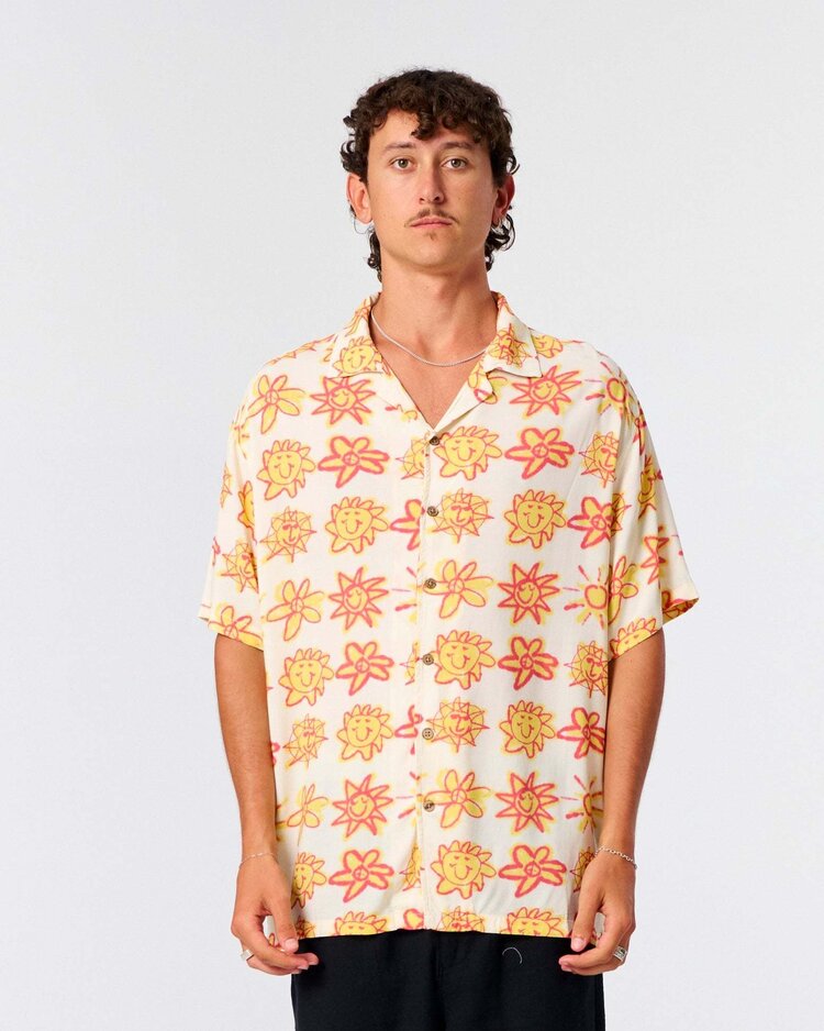 Critical Slide Society Critical Slide Mojo Ss Resort Shirt (Mens) | Ecru