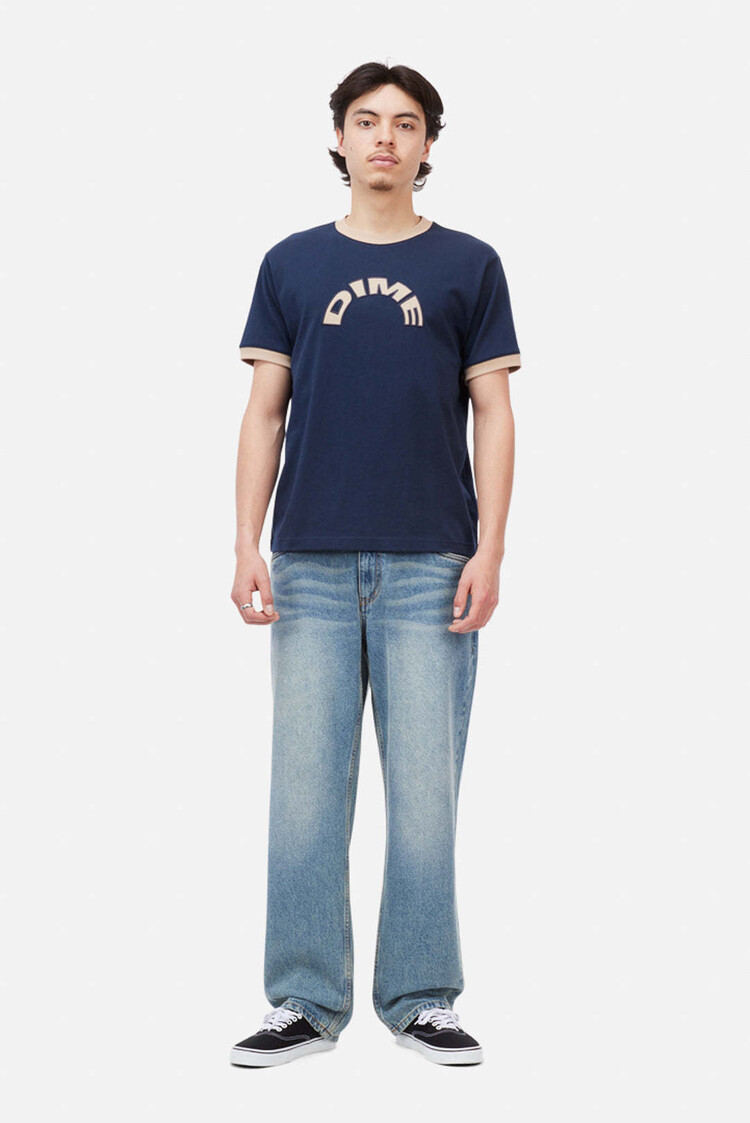 Dime Dime Arch Ringer T-Shirt (Mens) | Navy