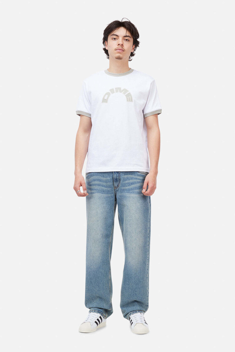 Dime Dime Arch Ringer T-Shirt (Mens) | White