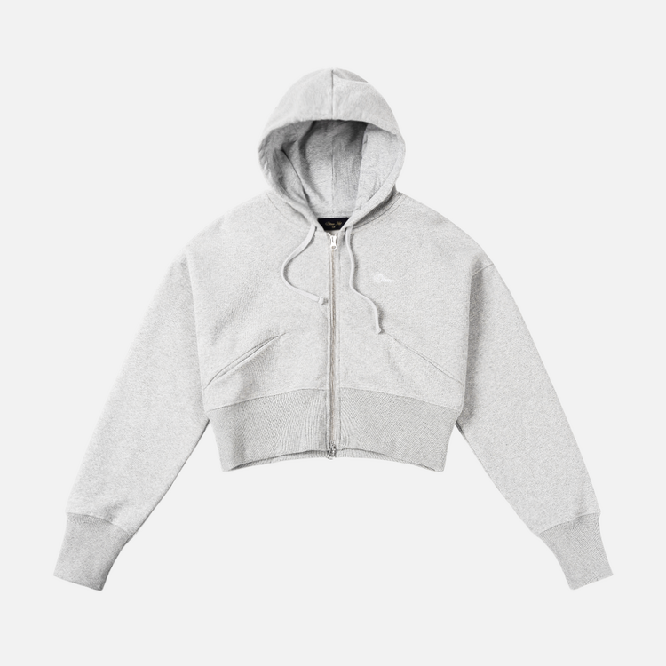 Dime Dime Cropped Zip Hoodie (Womens) | Ash