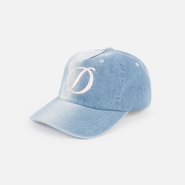 Dime Dime Cursive Denim Workers Cap (Unisex) | Blue Washed