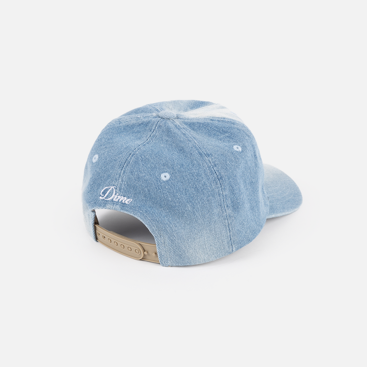 Dime Dime Cursive Denim Workers Cap (Unisex) | Blue Washed