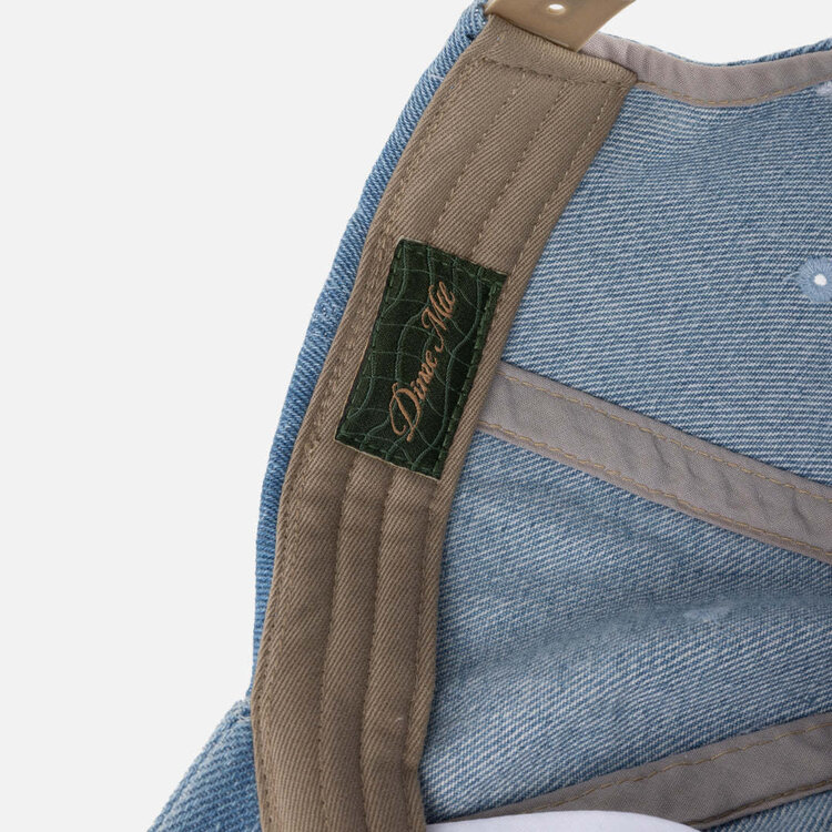 Dime Dime Cursive Denim Workers Cap (Unisex) | Blue Washed