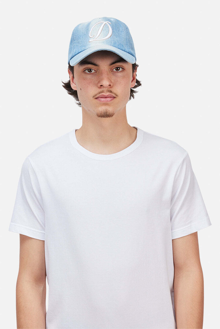 Dime Dime Cursive Denim Workers Cap (Unisex) | Blue Washed