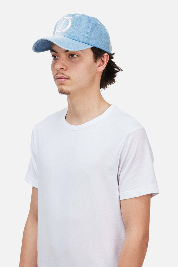 Dime Dime Cursive Denim Workers Cap (Unisex) | Blue Washed