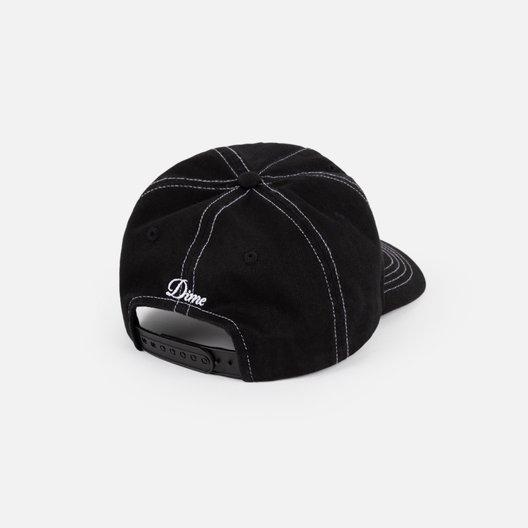 Dime Dime Cursive Denim Workers Cap (Unisex) | Black Washed