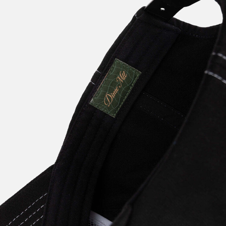 Dime Dime Cursive Denim Workers Cap (Unisex) | Black Washed