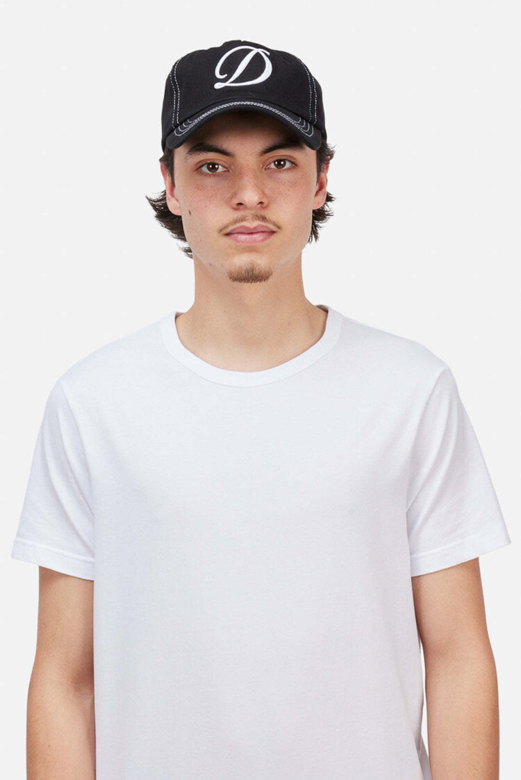 Dime Dime Cursive Denim Workers Cap (Unisex) | Black Washed