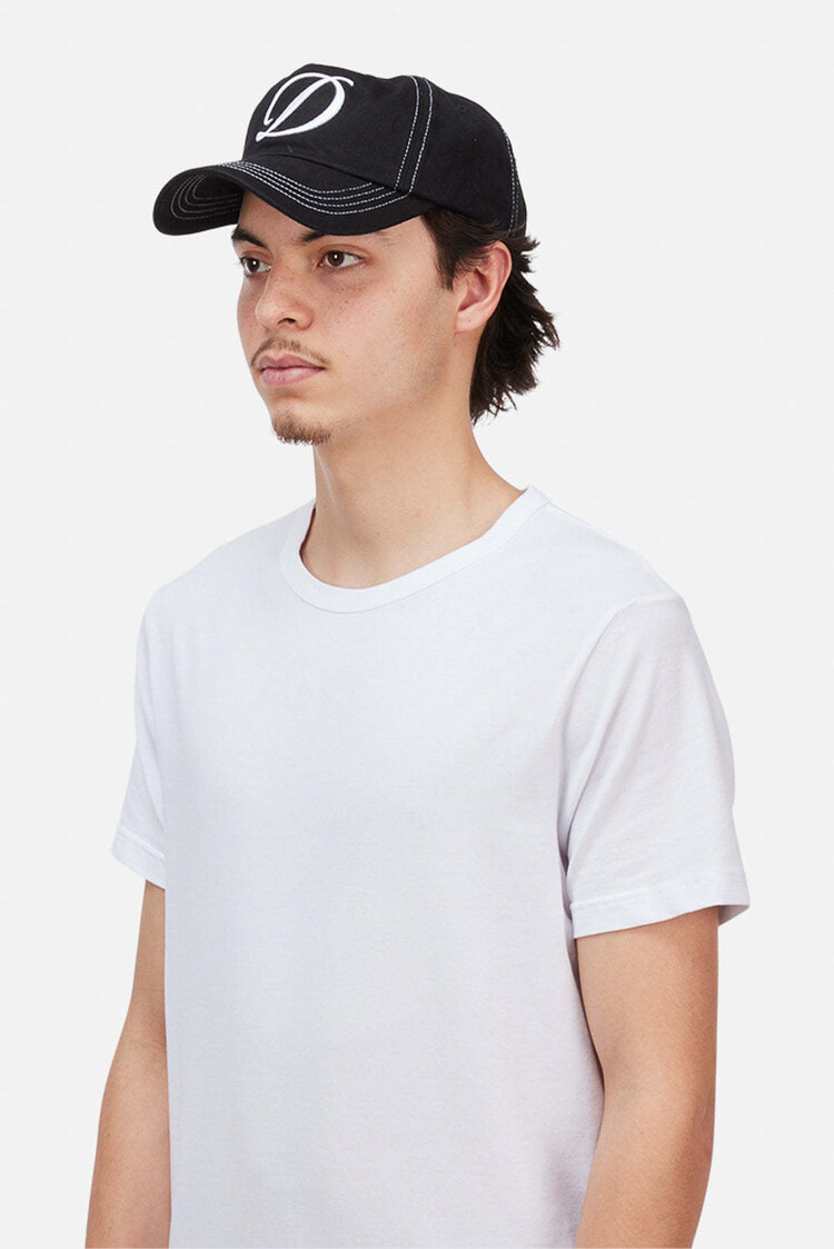 Dime Dime Cursive Denim Workers Cap (Unisex) | Black Washed