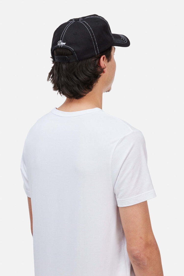 Dime Dime Cursive Denim Workers Cap (Unisex) | Black Washed
