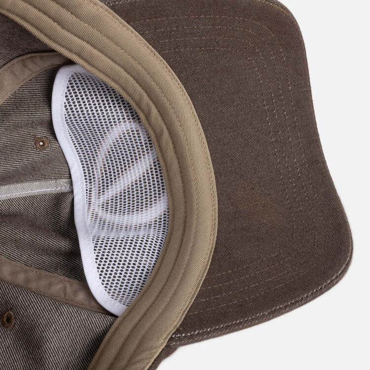 Dime Dime Cursive Denim Workers Cap (Unisex) | Brown Washed