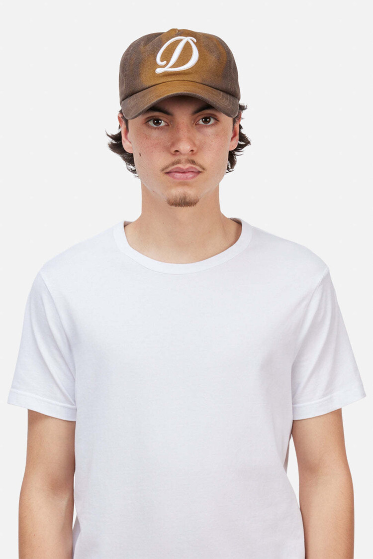 Dime Dime Cursive Denim Workers Cap (Unisex) | Brown Washed