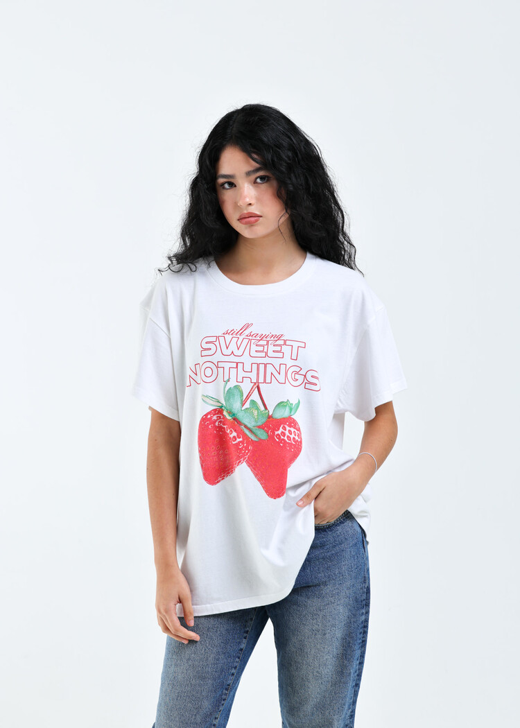 Girl Dangerous Girl Dangerous Sweet Nothing Boyfriend Tee | Vintage White