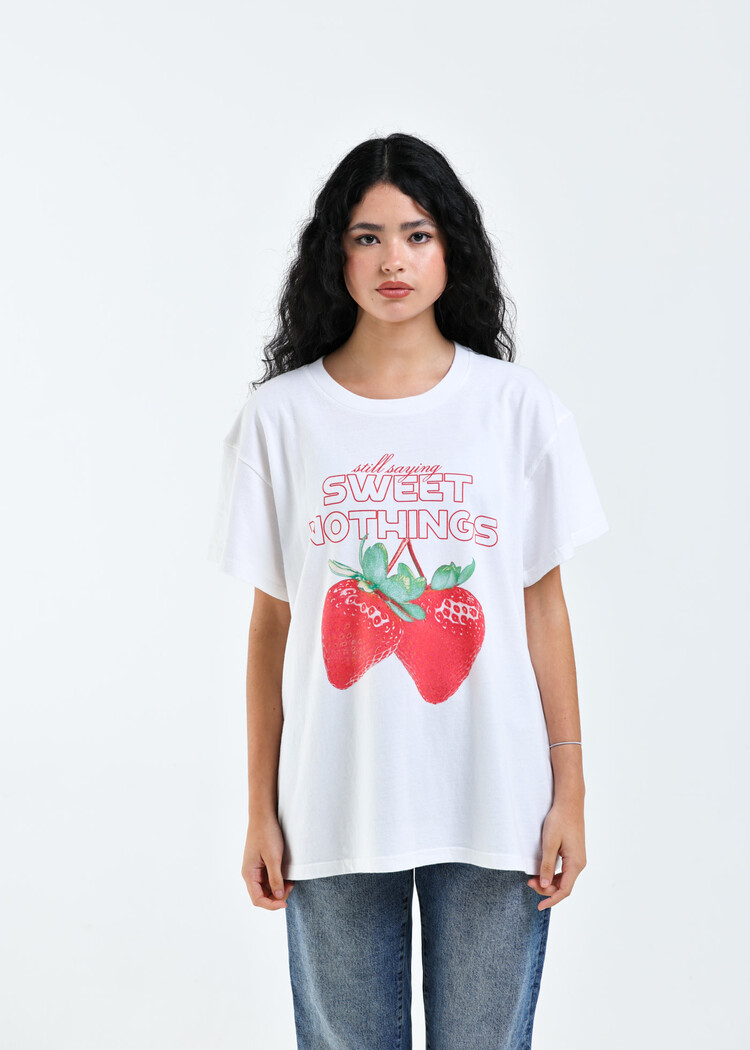 Girl Dangerous Girl Dangerous Sweet Nothing Boyfriend Tee | Vintage White