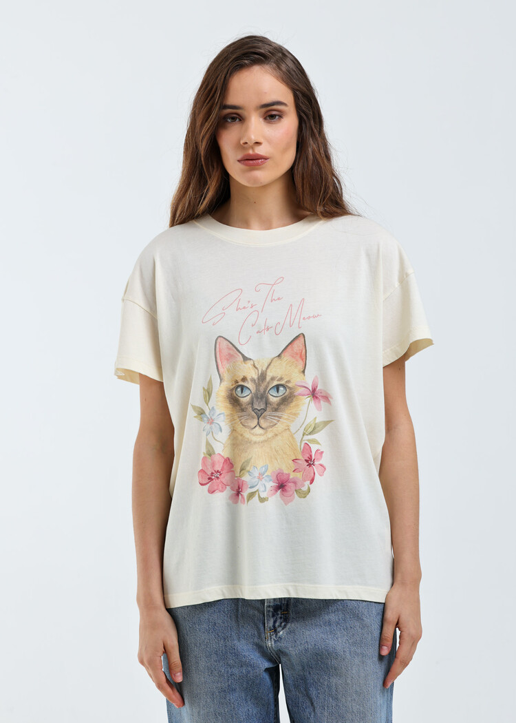Girl Dangerous Girl Dangerous She's The Cat's Meow Os Tee | Off White