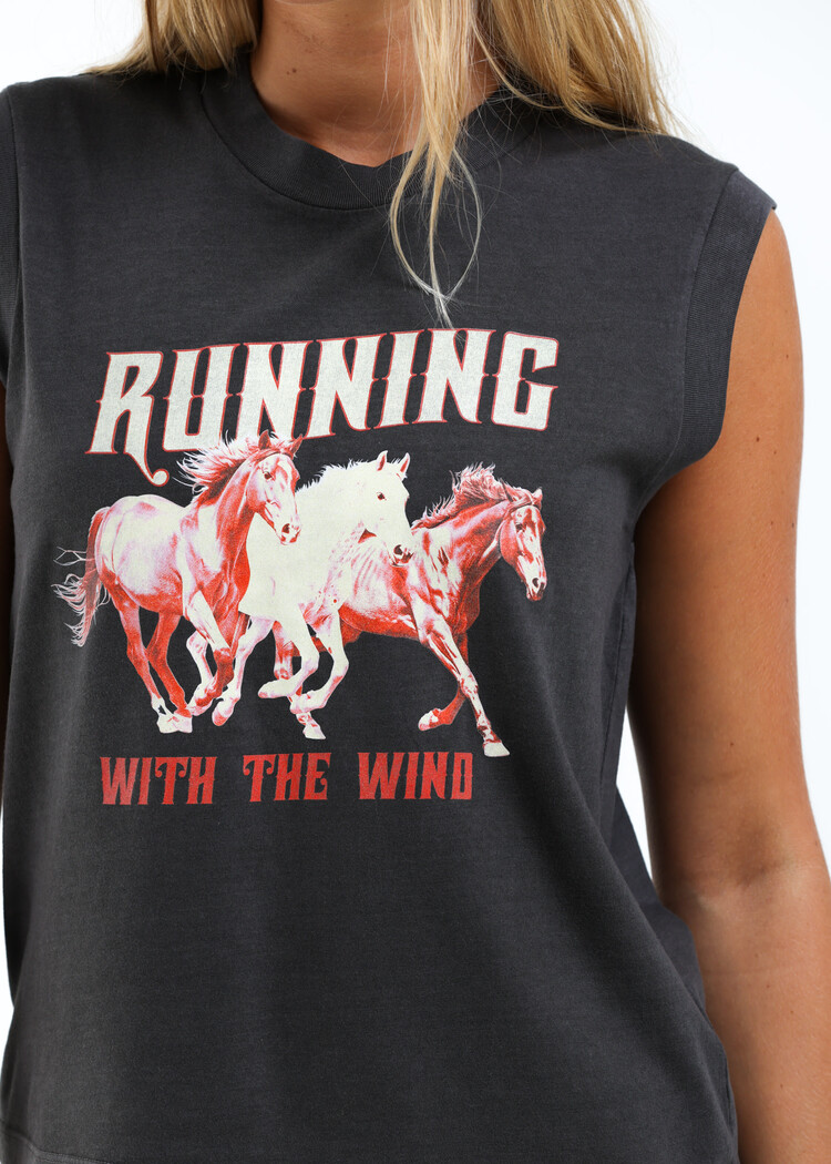 Girl Dangerous Girl Dangerous Running With The Wind Moto Tee | Vintage Black