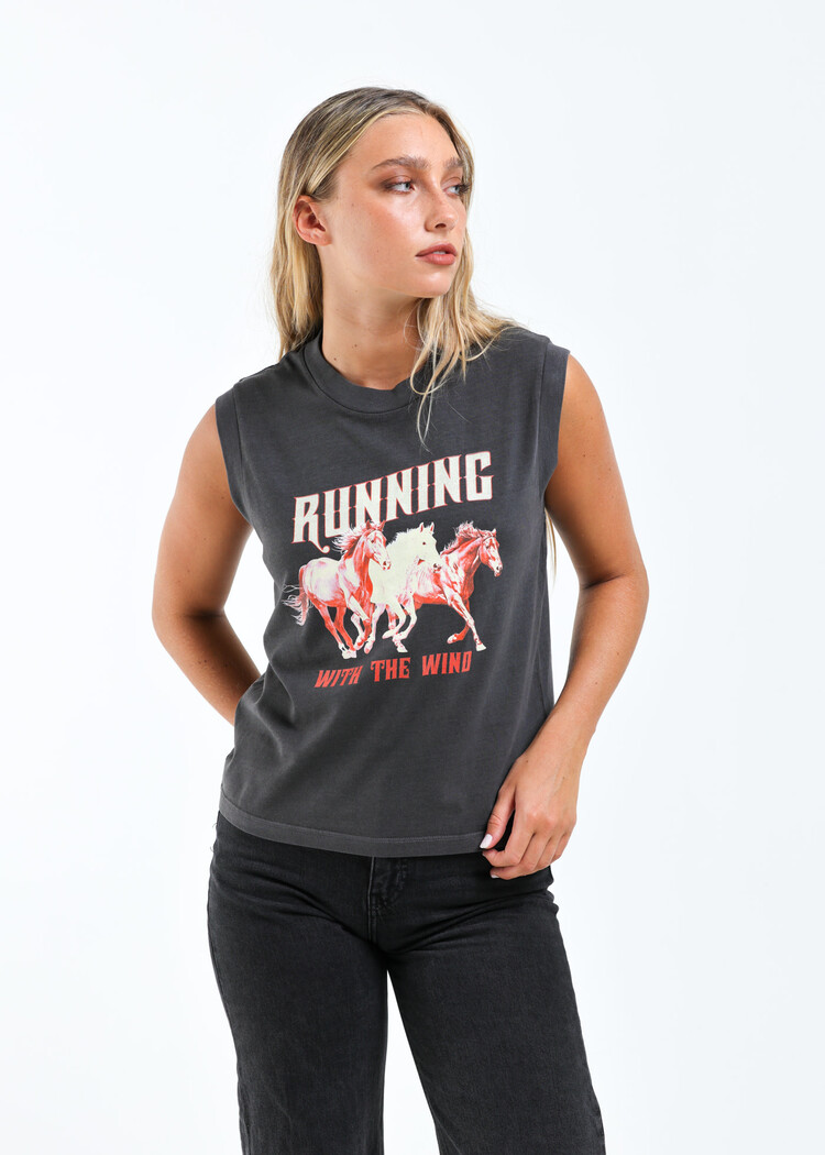 Girl Dangerous Girl Dangerous Running With The Wind Moto Tee | Vintage Black