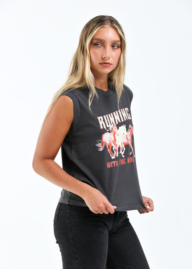Girl Dangerous Girl Dangerous Running With The Wind Moto Tee | Vintage Black