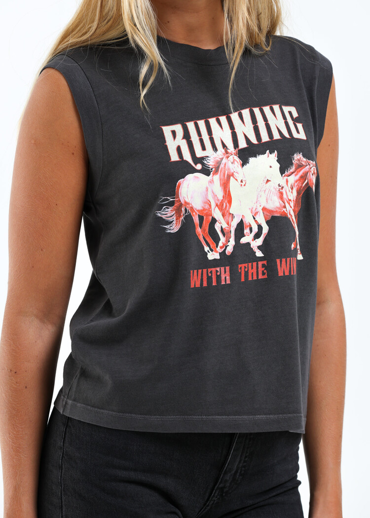 Girl Dangerous Girl Dangerous Running With The Wind Moto Tee | Vintage Black