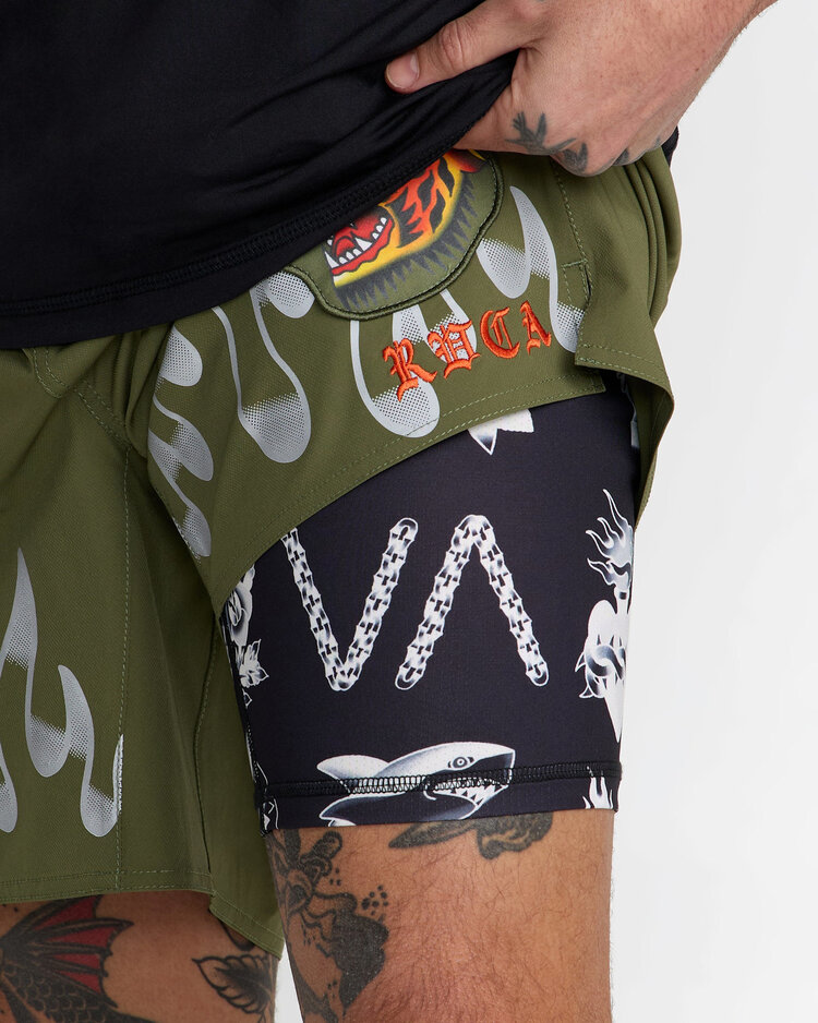 RVCA Rvca Yogger 2 In 1 Short 17 (Mens) | Army Green