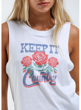 Girl Dangerous Girl Dangerous Keep It Country Floral Muscle Tank | White