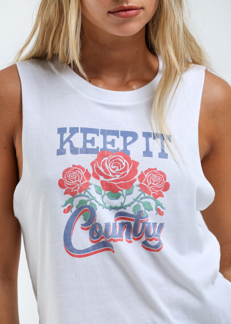 Girl Dangerous Girl Dangerous Keep It Country Floral Muscle Tank | White