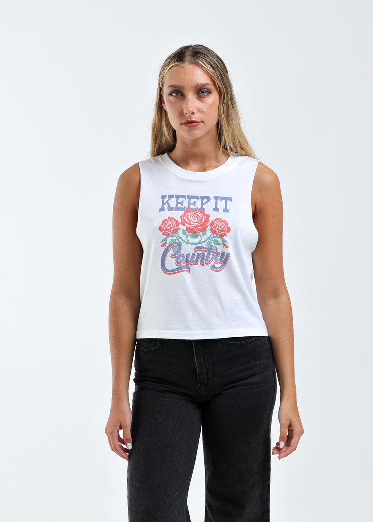 Girl Dangerous Girl Dangerous Keep It Country Floral Muscle Tank | White