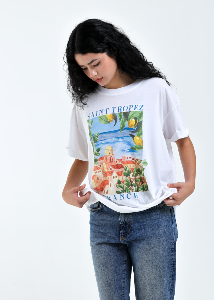 Girl Dangerous Girl Dangerous Saint Tropez Boyfriend Tee | Vintage White