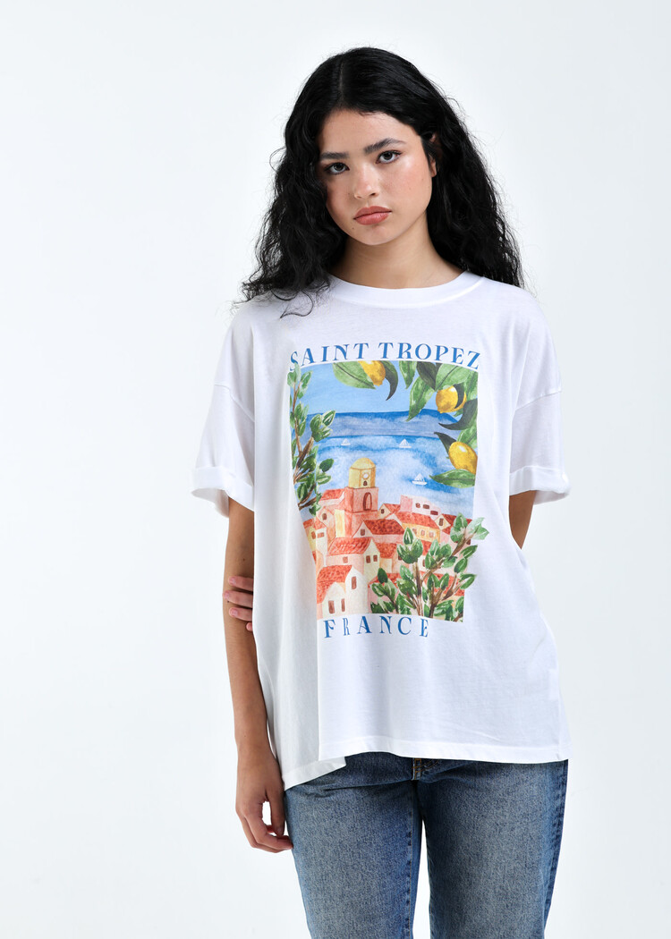 Girl Dangerous Girl Dangerous Saint Tropez Boyfriend Tee | Vintage White