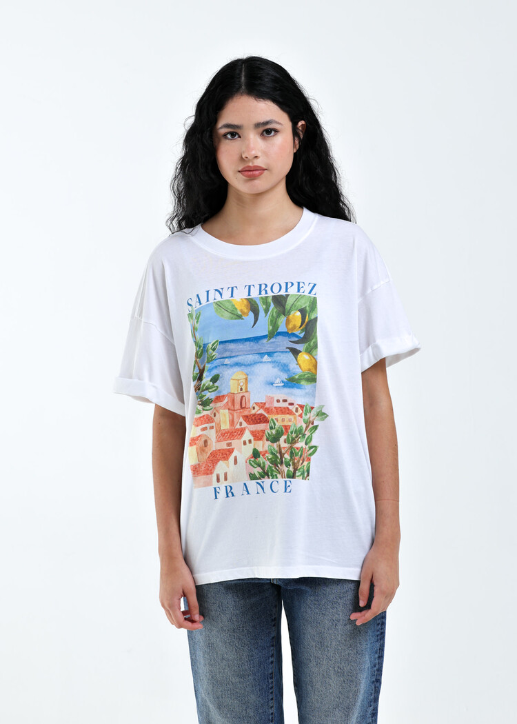 Girl Dangerous Girl Dangerous Saint Tropez Boyfriend Tee | Vintage White