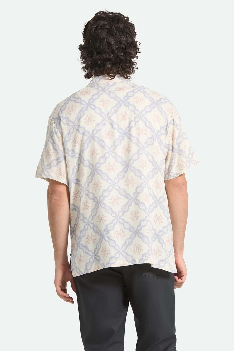 Brixton Brixton Bunker Slub S/S Wvn (Mens) | Off White/Blue Tile