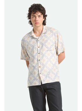 Brixton Brixton Bunker Slub S/S Wvn (Mens) | Off White/Blue Tile