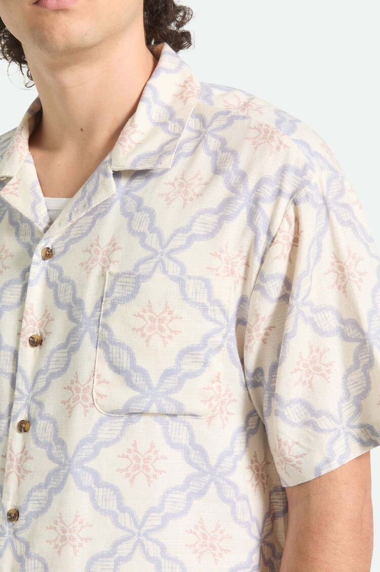 Brixton Brixton Bunker Slub S/S Wvn (Mens) | Off White/Blue Tile