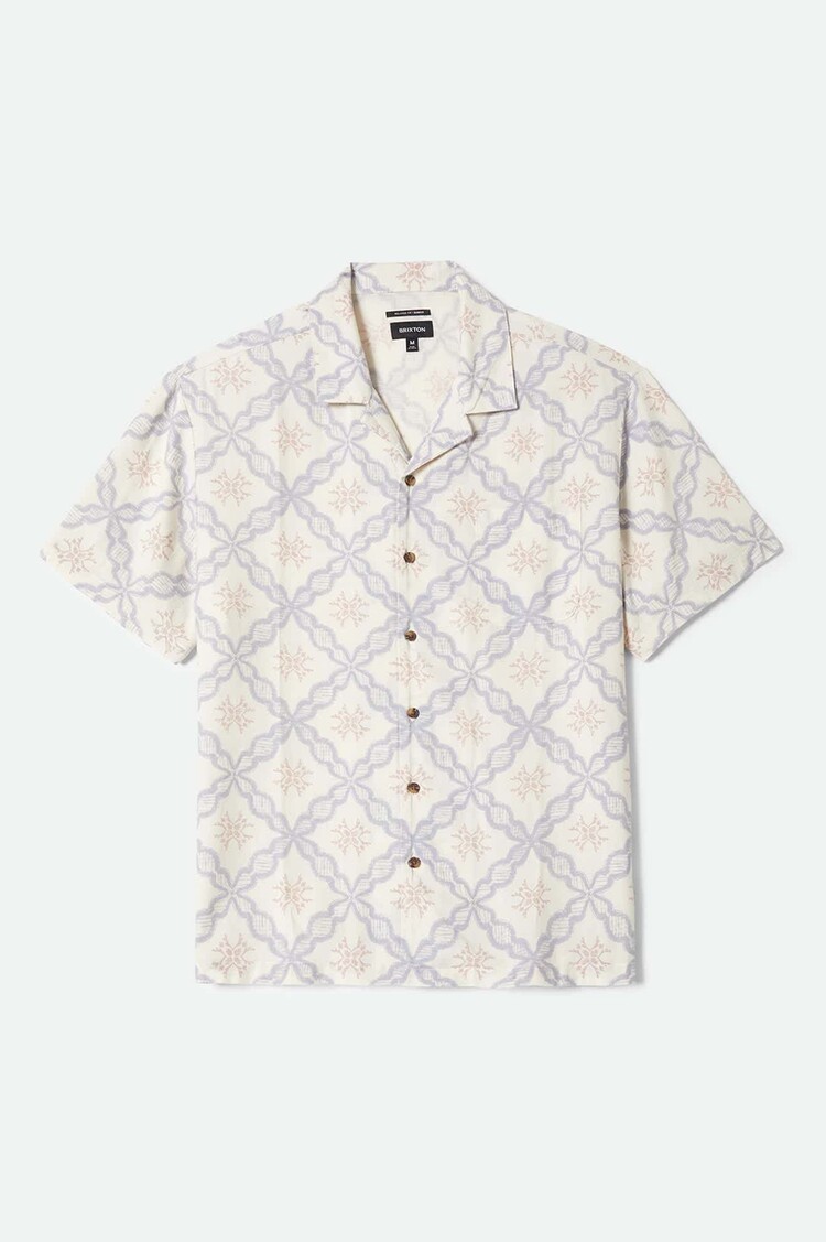 Brixton Brixton Bunker Slub S/S Wvn (Mens) | Off White/Blue Tile