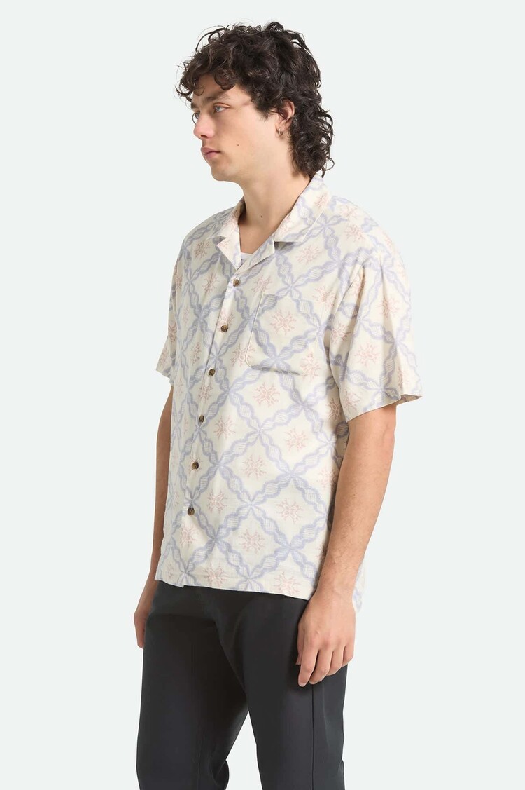 Brixton Brixton Bunker Slub S/S Wvn (Mens) | Off White/Blue Tile